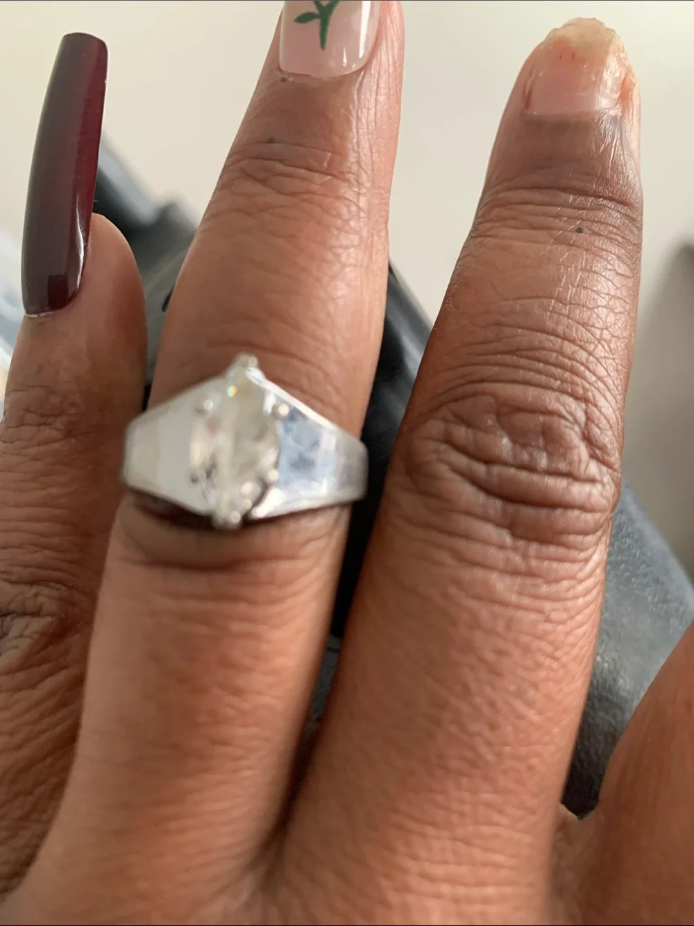 Silver Marquise-Cut Clear Stone Ring - Elegant Women's Jewelry